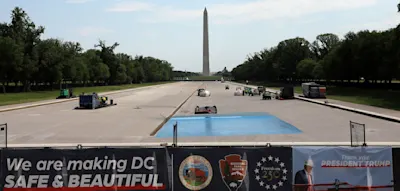 Trump l&auml;sst historisches Becken am Lincoln Memorial mit Schwimmbadbodenbelag sanieren